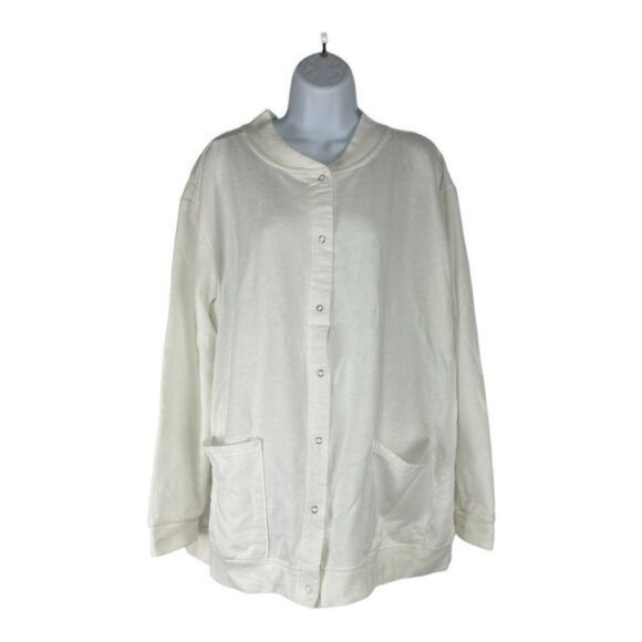 Easy Essentials Women's White Snap Closure Cardigan Sweater Size XL - Picture 1 of 5